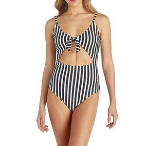 NWOT Black White Cut Out Monokini Swimsuit One Piece Size Medium